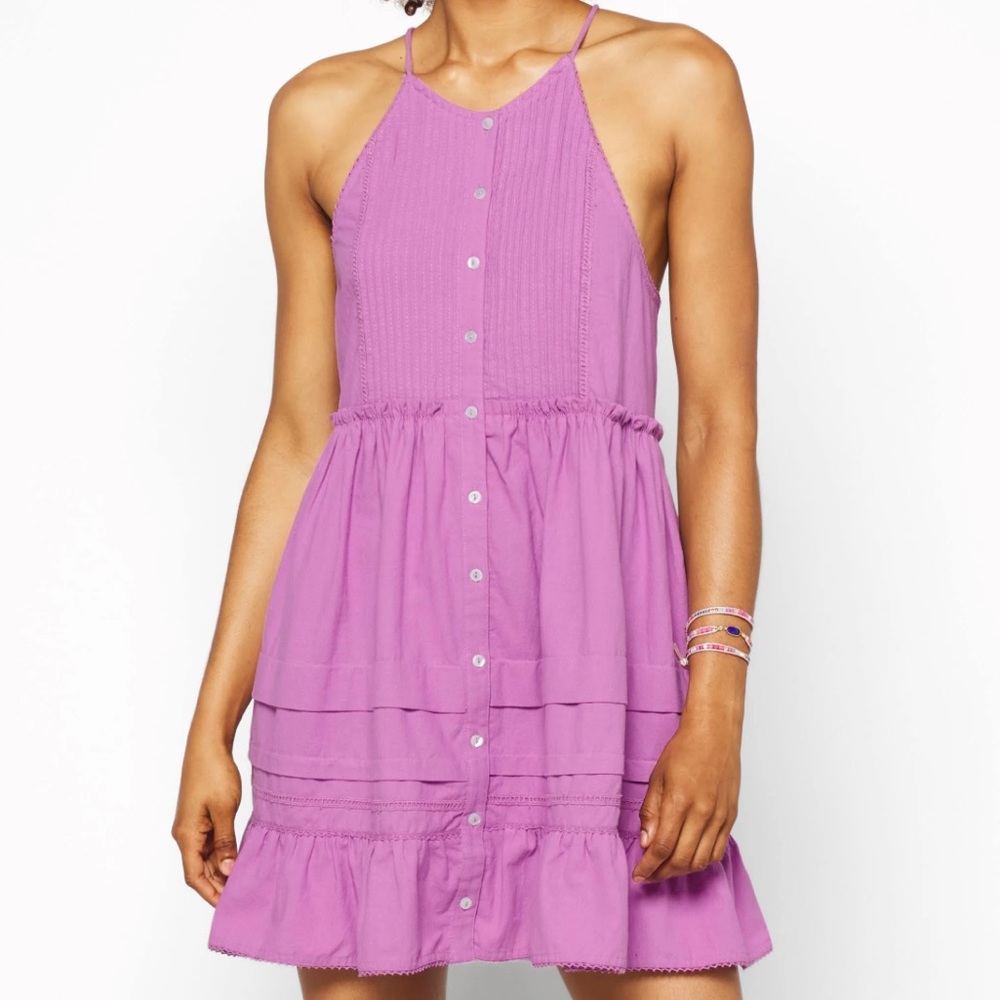 Free People • NWT Desert Days Mini Dress • Dramatic Orchid Tie Back Size S